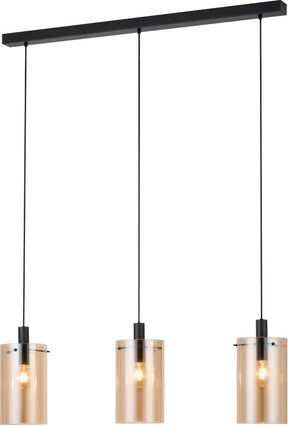 Eglo polverara hanglamp - 3 lichts - e27 - glas - zwart
