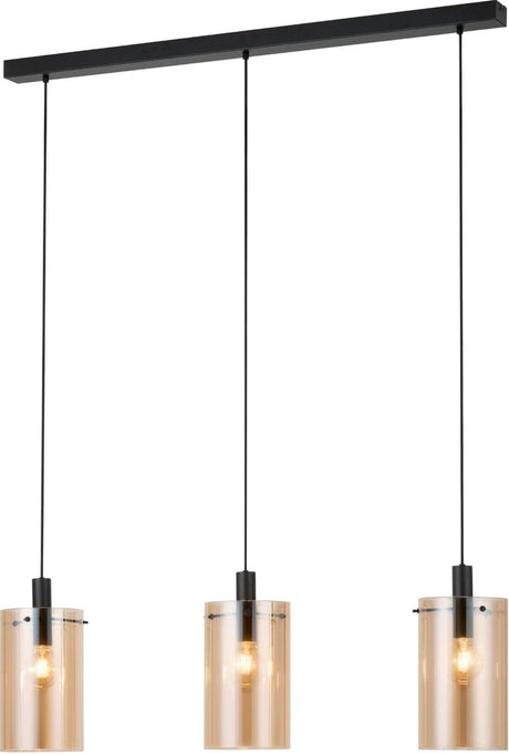Eglo polverara hanglamp - 3 lichts - e27 - glas - zwart
