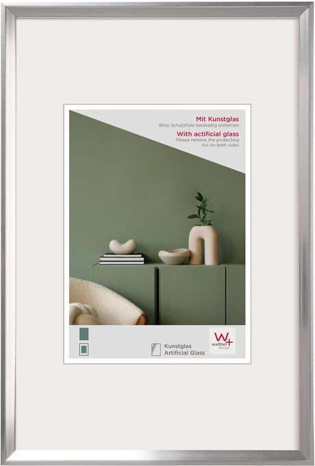 Walther Wunsch - Kunststoffrahmen - Fotogröße 40x60 cm - Kunstglas - Silber