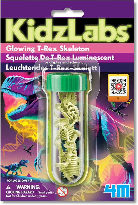4 m im Dunkeln leuchtender Dino – T-Rex-Skelett – Wissenschaft und Spiele – Modellbau – Kidzlabs – 5+