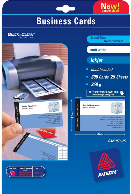 Visitenkarten ohne Marke Sans Marque Private Label Avery C32015-25 matt