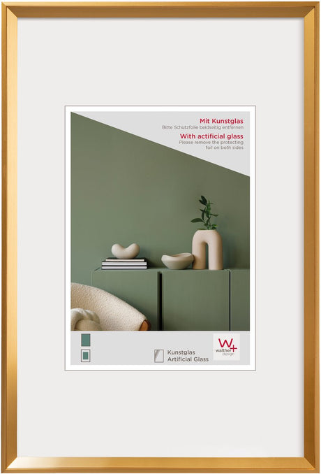 Walther Wunsch - Kunststoffrahmen - Fotogröße 50x70 cm - Kunstglas - Gold