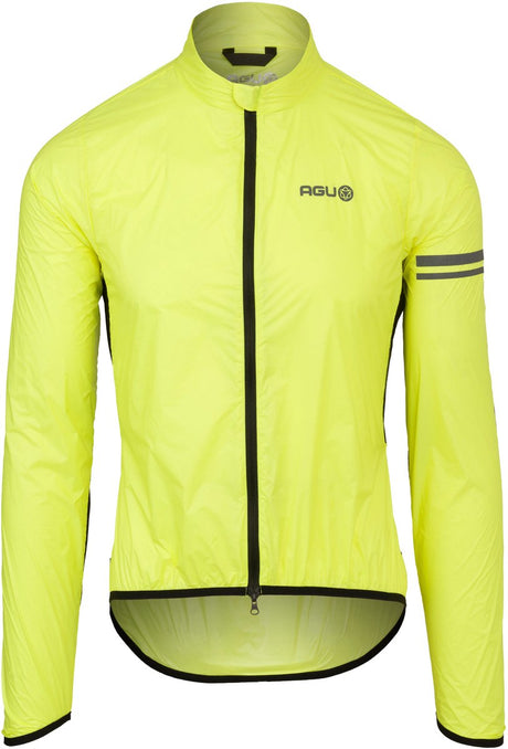 Agu essential - fietsjack - windjack - heren - geel - waterafstotend - lichtgewicht - opvouwbaar - reflecterend - xxxl