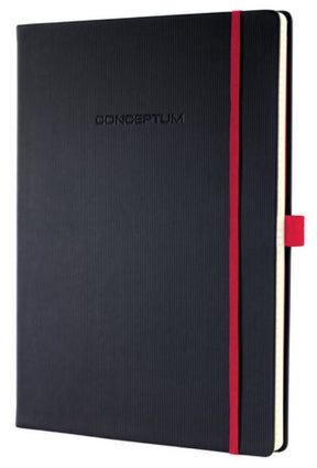 Sigel Notizbuch Conceptum Red Edition, A5, schwarzes Hardcover, 194 Seiten, 80-Gramm-Linie