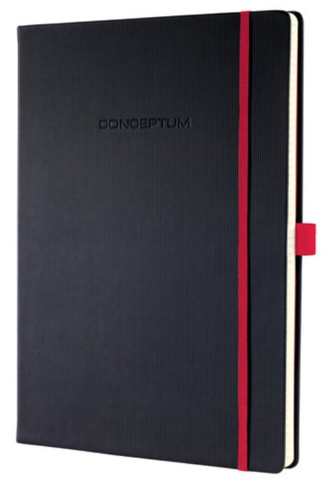 Sigel Notizbuch Conceptum Red Edition, A5, schwarzes Hardcover, 194 Seiten, 80-Gramm-Linie
