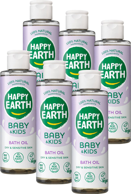 Happy earth badolie - baby kids - 100% natuurlijk - babyverzorging - 6 x 150 ml