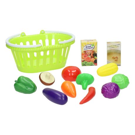 Playgo Spielzeug-Gemüsekorb – 13-teiliges Kunststoff-Spielset Gemüse.