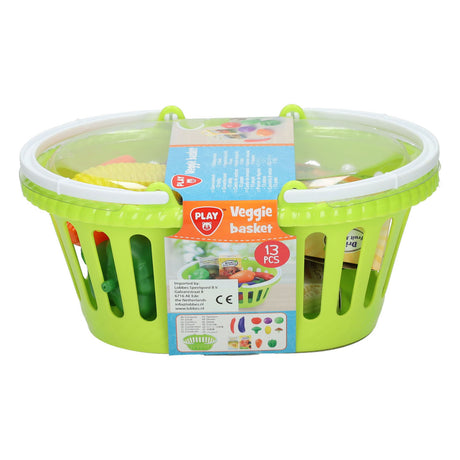 Playgo Spielzeug-Gemüsekorb – 13-teiliges Kunststoff-Spielset Gemüse.