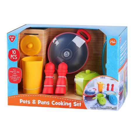 Playgo Pfannen und Töpfe Kochspielset – 10-teilig.