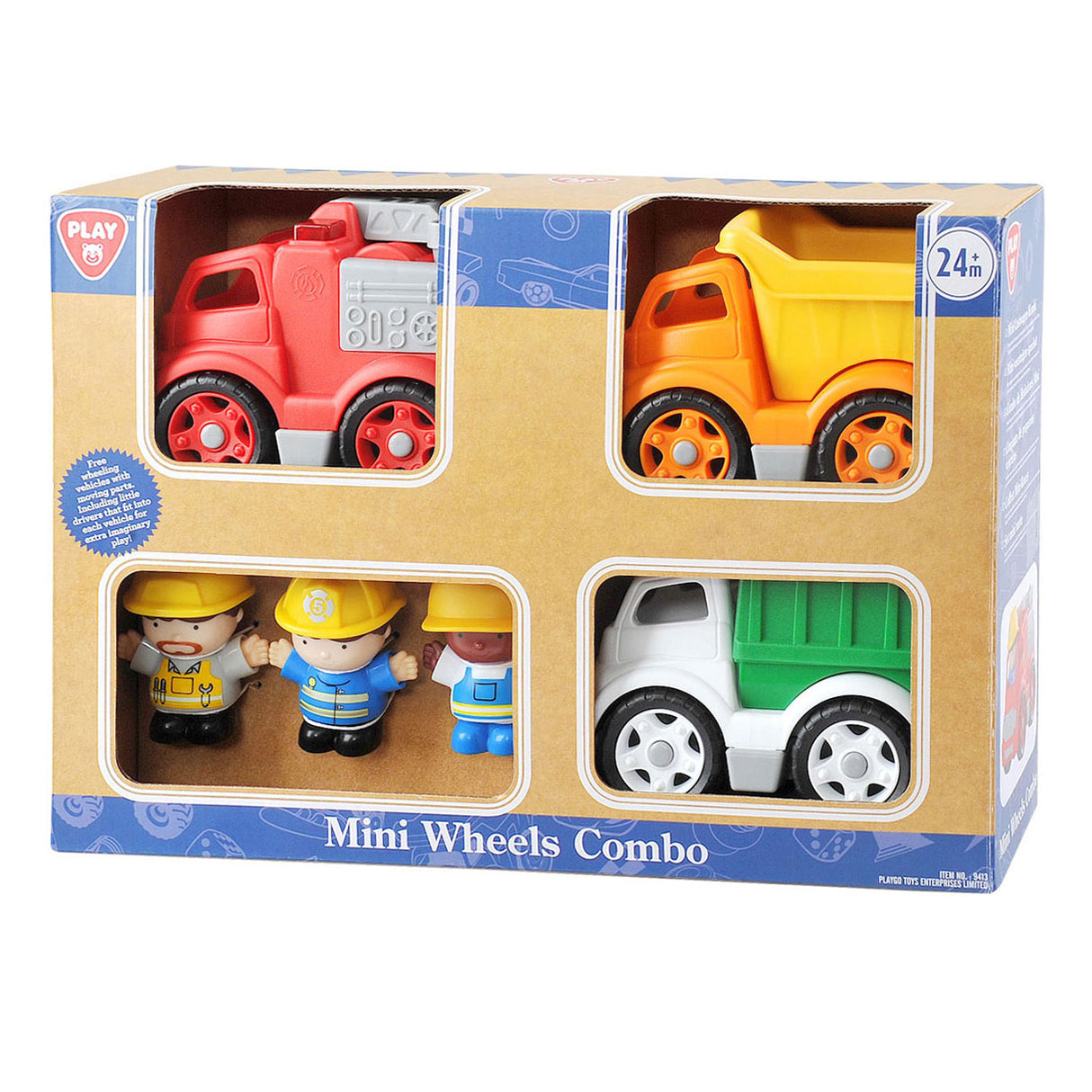 Playgo Arbeitsfahrzeuge mit Figuren Spielset – 6-teilig.