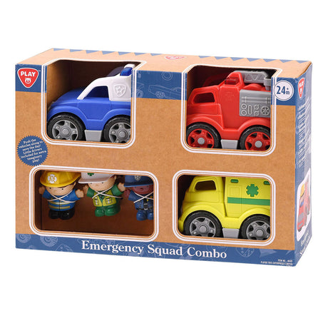 Playgo Play Rettungsdienstfahrzeuge Spielset mit Figuren – Spielzeugset 6-teilig.