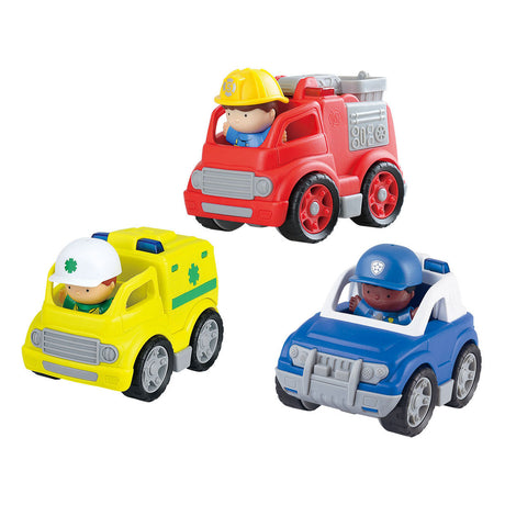 Playgo Play Rettungsdienstfahrzeuge Spielset mit Figuren – Spielzeugset 6-teilig.