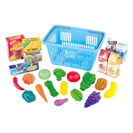 Playgo Einkaufskorb mit Einkaufsspielset – 23-teilig.