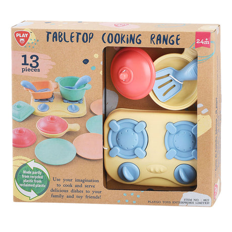 Playgo Tischkochherd mit Zubehör, Spielset – 13-teilig.