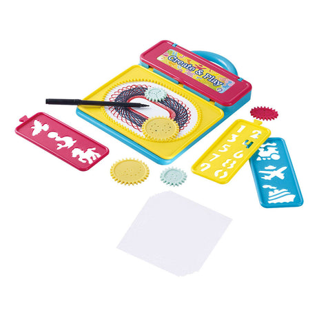 Tragbares Spirograph- und Vorlagen-Zeichenbrett von Play, 21-tlg.