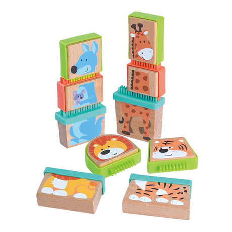 Playgo Play Holzblock-Puzzle Tiere, 20 Teile.