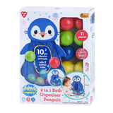 Playgo Badespielzeug-Aufbewahrung Pinguin mit Bällen – 11 Stück.