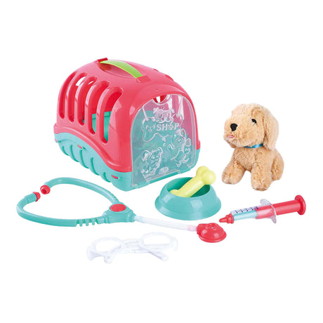 Playgo Tier-Reisekorb mit kuscheligem Welpen – 7-teilig.