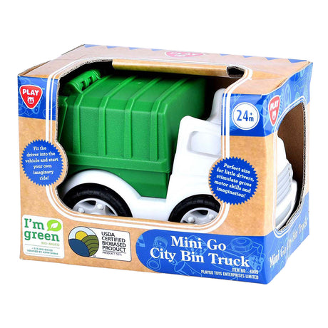 Playgo biobasierter Müllwagen weiß grün – 15 cm