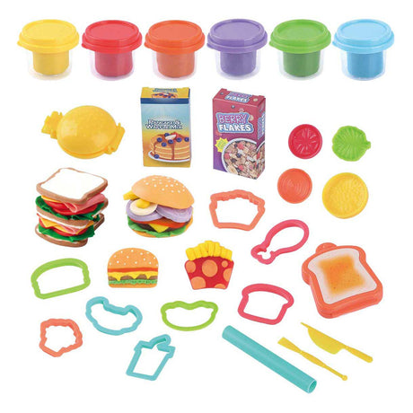 Playgo Tonspielset Mittagessen und Süßigkeiten – 6 Töpfe aus buntem Ton.