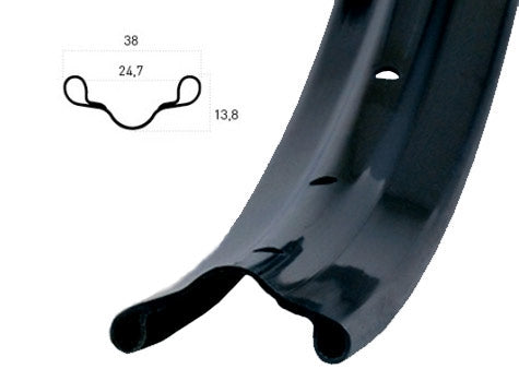Ryde Felge Westwood V38 622 x 24c Aluminium 36 Löcher 14g - Schwarz