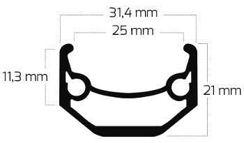 Ryde Velg Andra 40 27,5 650b 584 x 25C Aluminium 36 Löcher 14 g Schwarz geschärft