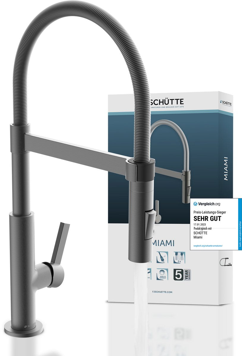 Schütte Miami Design Küchenarmatur - Mischbatterie - mit Spiralfeder - Graphit matt