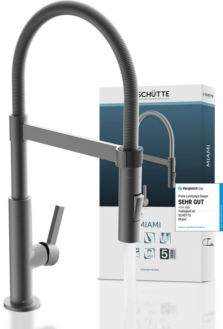 Schütte Miami Design Küchenarmatur - Mischbatterie - mit Spiralfeder - Graphit matt