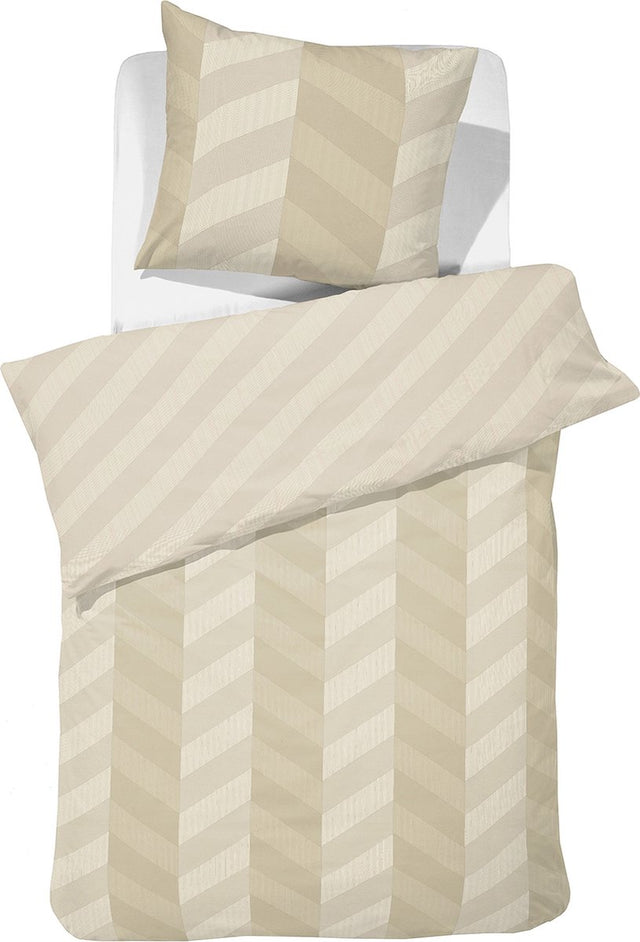 Damai dekbedovertrek atomy - satijn - 140x200 220 cm - soft beige + 1 kussensloop 60x70