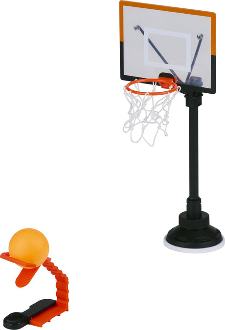 Eddy Toys Basketball-Tischspiel – kompaktes Schreibtisch-Basketballspiel mit Ballwerfer und 3 Bällen – Mini-Arcade-Spiel für das Büro oder zu Hause – 29 cm – Kunststoff – Orange, Schwarz und Weiß