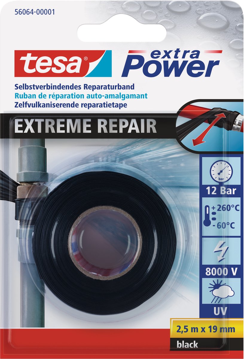Tesa 1043012 - Extreme Reparaturband schwarz | 6 Stück