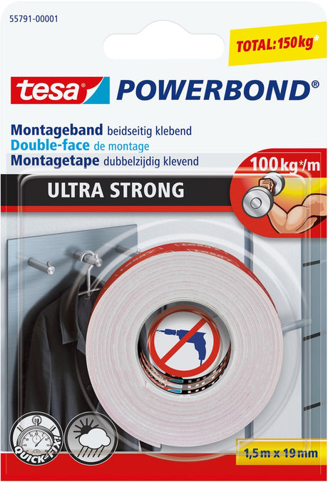Bringen Sie tesa powerbond ultrastarkes doppelseitiges Montageband dauerhaft an – 1,5 m