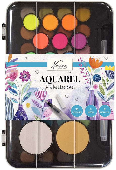Creative craft group nassau aquarel verfset met palet - 36 kleuren