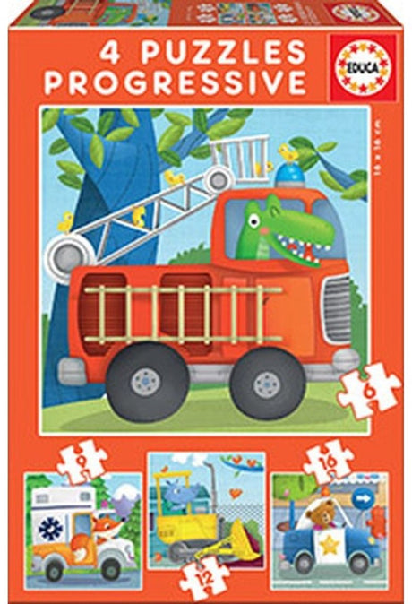 Educa - Puzzle - Rettungspatrouille - progressives Puzzle - 4 Puzzles mit 12-16-20-25 Teilen - Puzzle für Kinder
