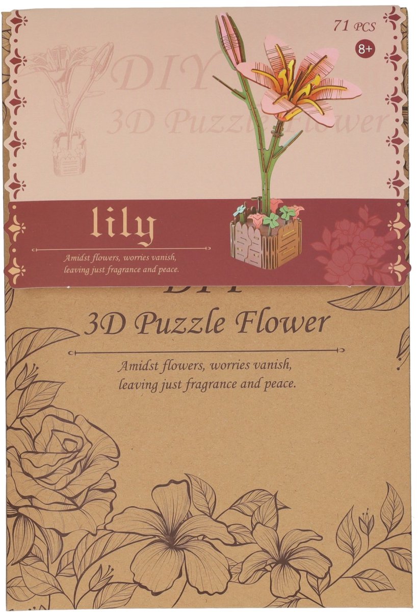 3D-Holzbausatz Lilie – 71 Teile.