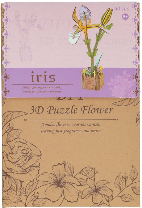 3D-Bausatz Iris aus Holz - 60 Teile.