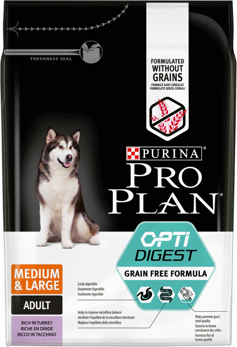 Pro Plan Adult Medium Large getreidefreies Trockenfutter für Hunde – Truthahn – 2,5 kg