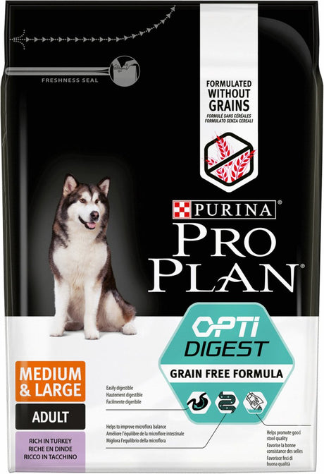 Pro Plan Adult Medium Large getreidefreies Trockenfutter für Hunde – Truthahn – 2,5 kg