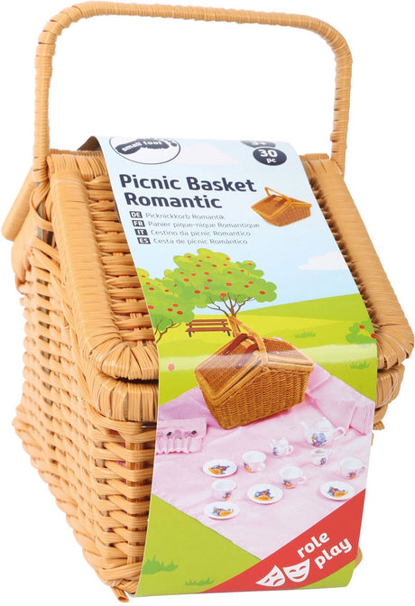 Small Foot - Picknickkorb aus Holz mit romantischem Geschirr, 30 Stück.