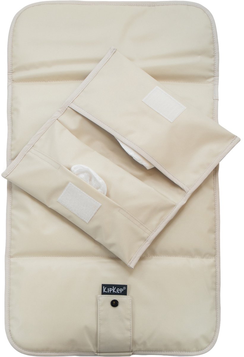 Kipkep verschoonset teddy - kleur cookie - verschoonmatje incl. luieretui - wasbaar - waterafstotende zijde - beige