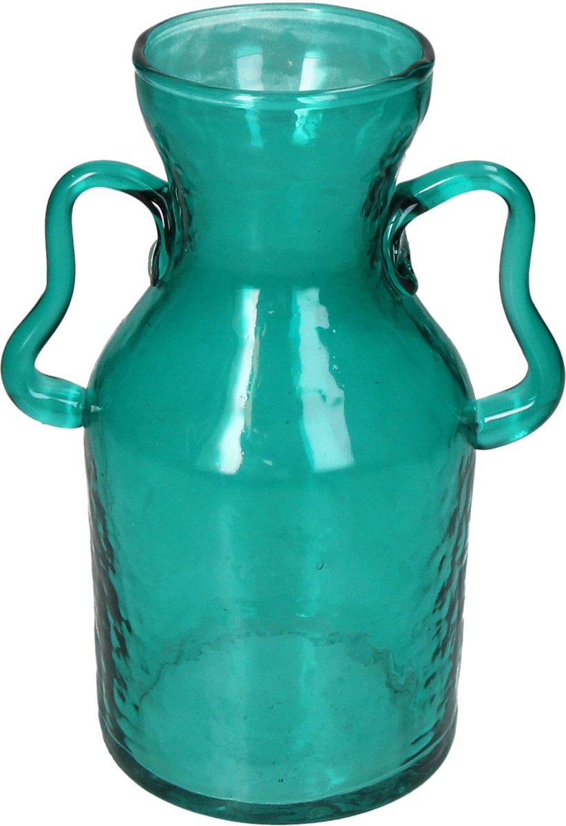 Hd collection vaas glas turkoois 13x13x18cm
