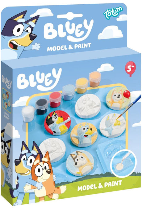 Totum bluey knutselset gips figuren gieten en beschilderen incl. verfstrip 6 kleuren - knutselen creatief speelgoed junior - model paint cadeautip