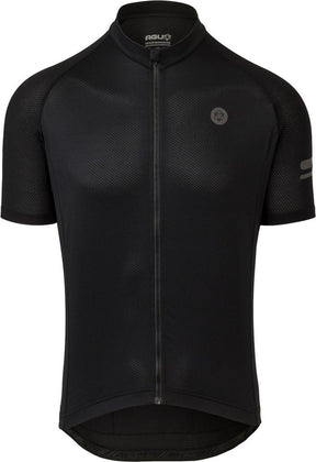 Agu core fietsshirt heren korte mouwen - zwart - drie achterzakken - ykk-rits over de hele lengte - sneldrogend interlock