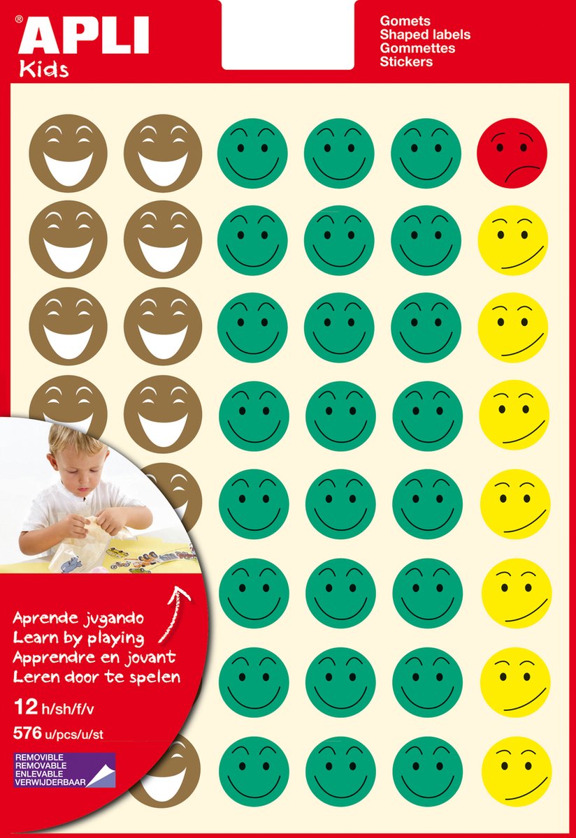 Apli Kids 12xBlätter, 576xAufkleber, goldgrün gelb rot