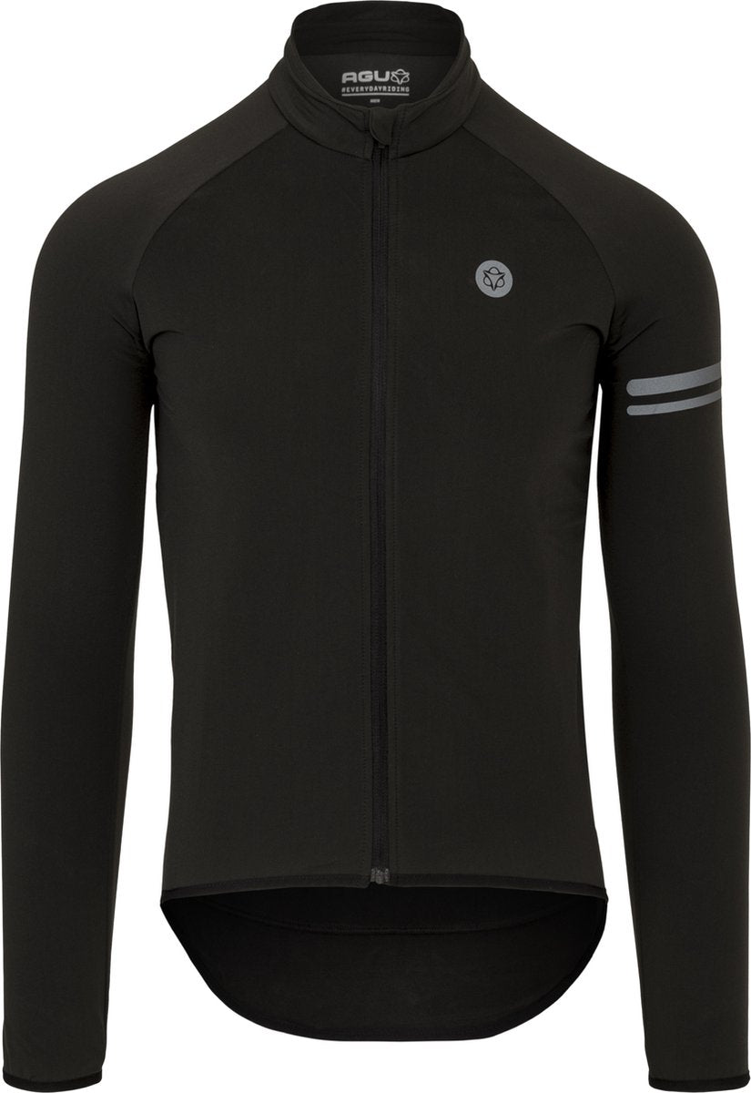 Agu essential - thermo fietsshirt lange mouwen - wielrenshirt - heren - winter - ademend - geborstelde voering - 3 achterzakken - zwart - xl
