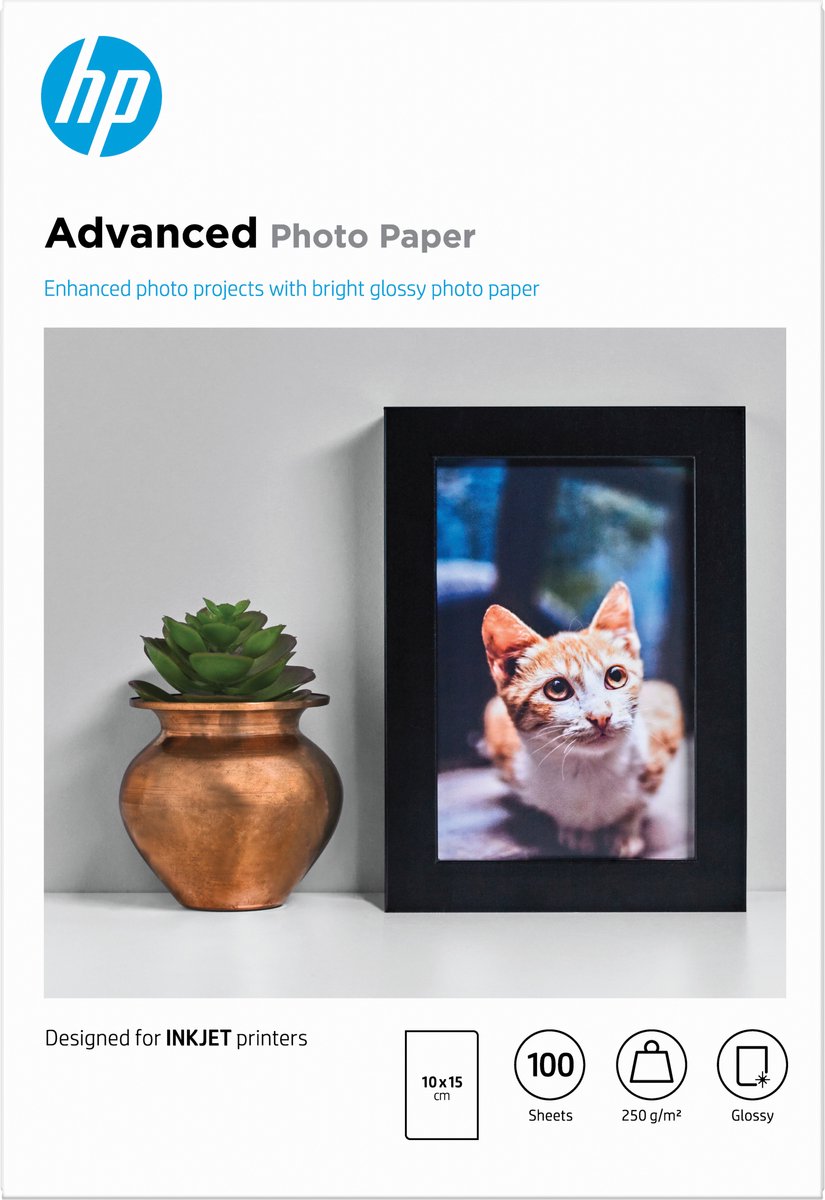 HP Fotopapier 250 g – 10 x 15 cm – 100 Blatt