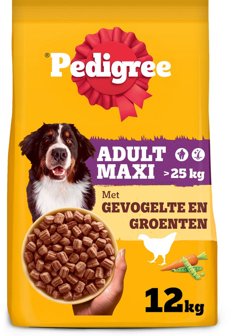 Pedigree Hundefutter – Maxi-Trockenfutter für Erwachsene – Geflügel und Gemüse – 12 kg