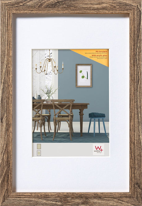 Walther fiorito - mdf houten lijst - fotoformaat 50x60 cm - kunstglas - okkernoot