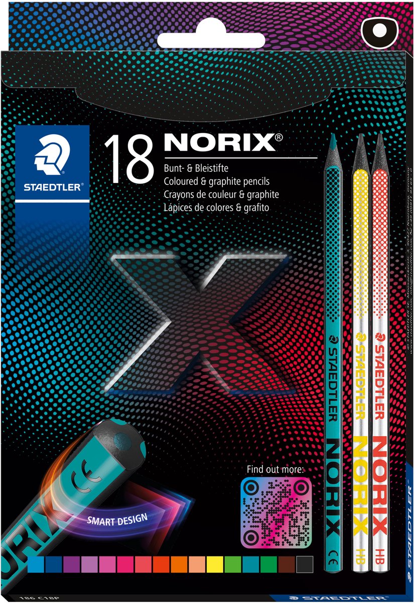 Staedtler norix kleurpotloden - 16 kleuren met 2 grafietpotloden