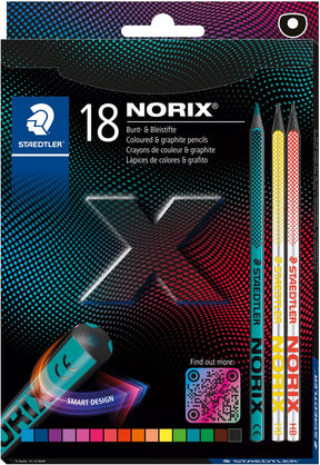Staedtler norix kleurpotloden - 16 kleuren met 2 grafietpotloden